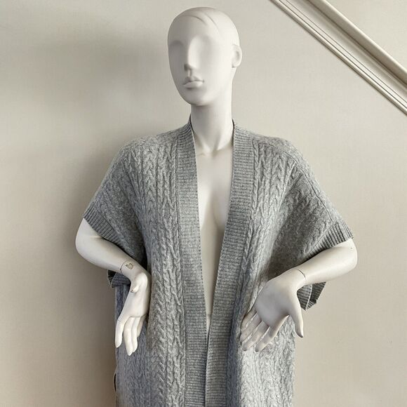 100% Cashmere Well With Cardigan Gray Open Front Oversized M - Picture 9 of 16